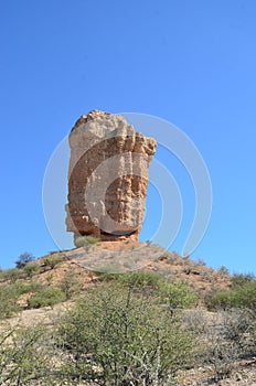 The Vingerklip (Rock Finger) in Namibia is a geological leftover of the Ugab Terrace.