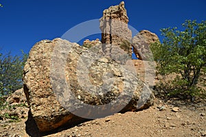 The Vingerklip (Rock Finger) in Namibia is a geological leftover of the Ugab Terrace.