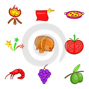 Viniculture icons set, cartoon style