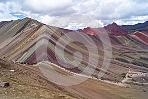 Vinicunca, or Winikunka, also called MontaÃÂ±a de Siete Colores, MontaÃÂ±a de Colores or Rainbow Mountain photo