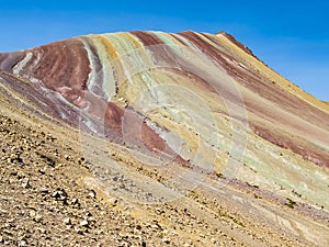 Impressive detail of Vinicunca, the majestic rainbow mountain located in Cusco region, Peru photo