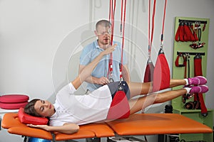 Physiotherapy: Exercise under supervision of physiotherapist. Treatment of pain in the spine w