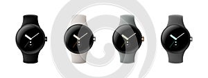 Vinnitsia, Ukraine - October 17, 2022: Google Pixel Watch. Google Pixel Watch vector illustration. Round Smart Watch with Google