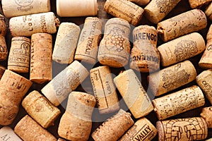 Wine corks background. Close-up texture of wine corks
