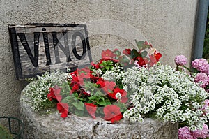 Vino Restaurant Sign Motovun, Istria, Croatia, Europe