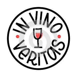 IN VINO VERITAS latin phrase. Truth in Wine text lettering. logo stamp Vector illustration Wine Design print photo