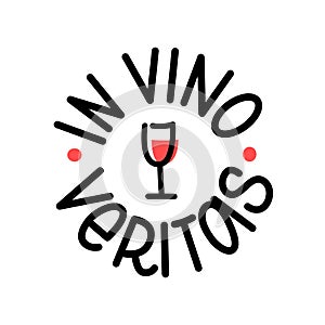 IN VINO VERITAS latin phrase. Truth in Wine text lettering. logo stamp Vector illustration Wine Design print photo