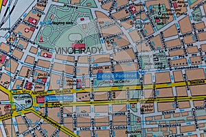 Vinohrady in Prague on a city pl