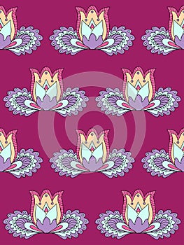 Vinous lotus seamless pattern