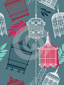 Vintag pattern with birdcages