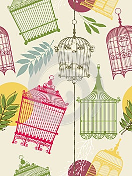 Vintag pattern with birdcages