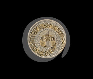 Vintage 1 peseta coin made by Spain in 1944