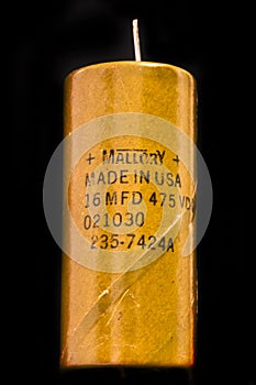 Vintage 16 Microfarad Capacitor used in old retro TVs, Radios, music amplifiers - electronics parts