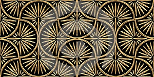 Vintage 1920 abstract geometric gold plated relief sculpture on dark black background