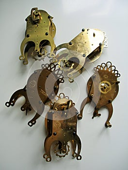 Vintage 1950s 8 day brass clock movements for parts.