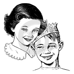 Vintage 1950s Girl and Boy