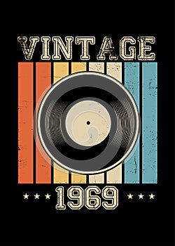 Vintage 1969 vinyl retro poster apparel distressed