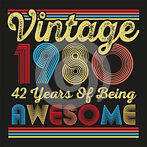 vintage 1980 42 years of being awesome illustration