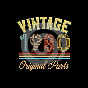 Vintage 1980 Original Parts Birthday Greeting Card vector eps