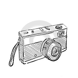 Vintage 35mm SLR Film Camera Drawing