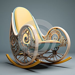 Vintage 3d Model: Rocking Chair With Spirals And Curves