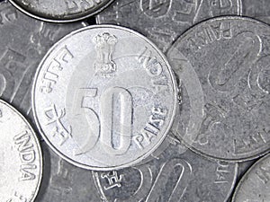 vintage 50 paise silver coin of india