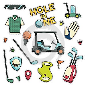 Vintage 80s-90s Golf Fashion Cartoon Illustration Set