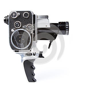 Vintage 8mm camera isolated on white