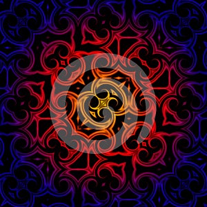 Vintage blue red yellow oriental kaleidoscope background