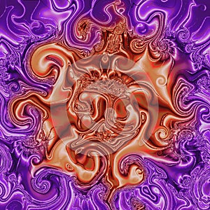 Vintage abstract texture, effect watercolour silk fractal in red blum in ultra violet background