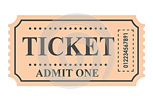 Vintage admit one ticket. 3D rendering