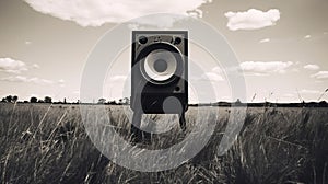 Vintage Aesthetics: Distorted Blurry Speaker In Field