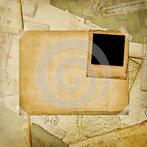 Vintage aged background, old Postcard, envelopes