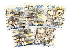 Vintage Air Mail postage stamps from the USA.