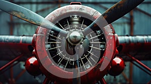 Vintage aircraft propeller and engine detail