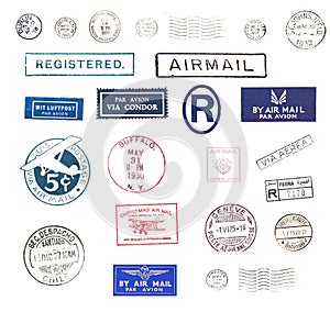 Vintage airmail stamps photo