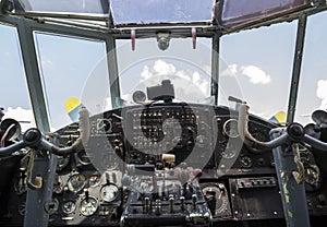 Vintage airplane cockpit