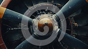 Vintage Airplane Epropeller ngine Closeup