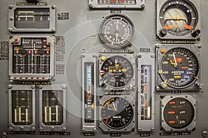 Vintage airplane panel controls