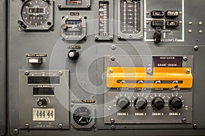 Vintage airplane panel controls