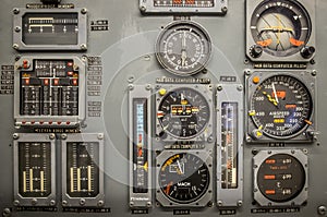 Vintage airplane panel controls photo