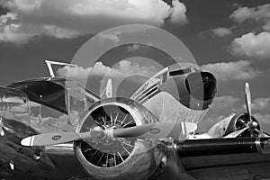 Vintage airplanes in black and white