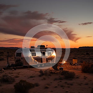 Vintage Airstream Trailer in the Desert