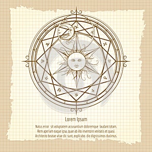 Vintage alchemy magic circle