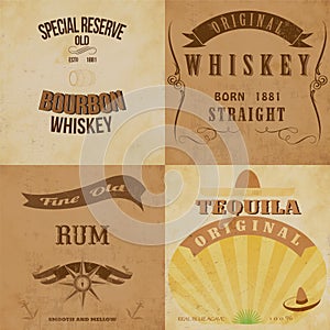 Vintage alcohol labels set.