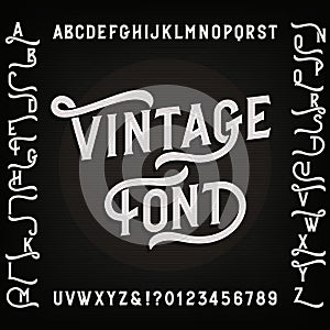 Vintage alphabet font with alternates. Letters, numbers and symbols.