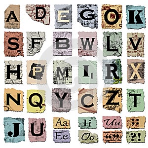 Vintage alphabet and punctuation