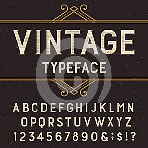 Vintage alphabet vector font with distressed overlay texture.