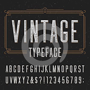 Vintage alphabet vector font with distressed overlay texture.