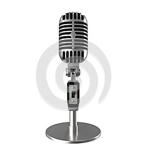 vintage aluminium microphone isolated on white